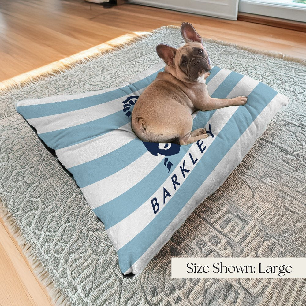 Nautical Blue Stripe Anchor Personalized Pet Bed