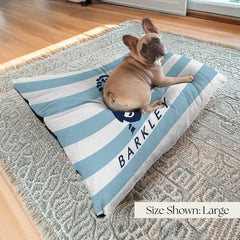 Nautical Blue Stripe Anchor Personalized Pet Bed