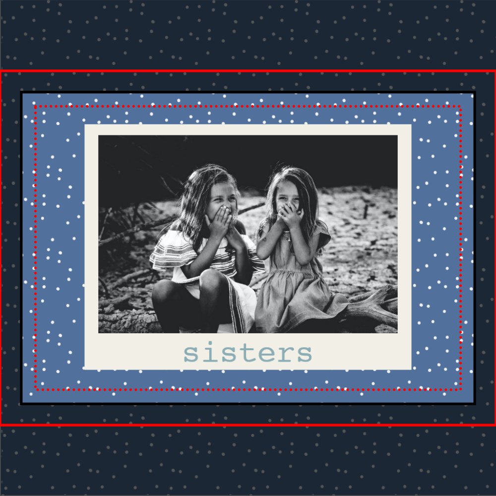 Sisters Simple Modern Blue Dots Customized Photo Trinket Tray