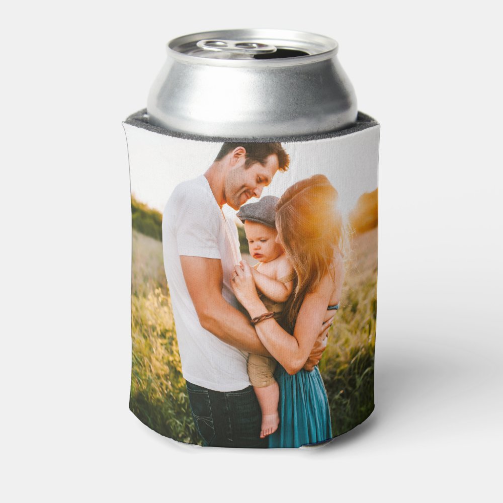 Personalized 2 Photo Template Double Sided Can Cooler