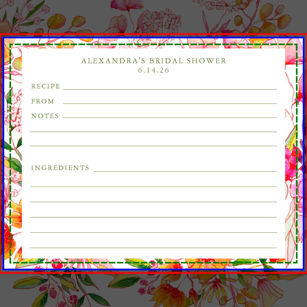 Cute Modern Pink Orange Flowers Shower Recipe Card