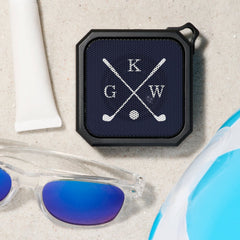 Navy Blue Golf Clubs Monogram Bluetooth Speaker