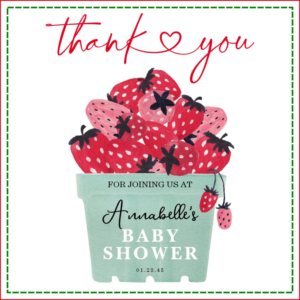 Berry Sweet Baby Shower Favor Bag Strawberry