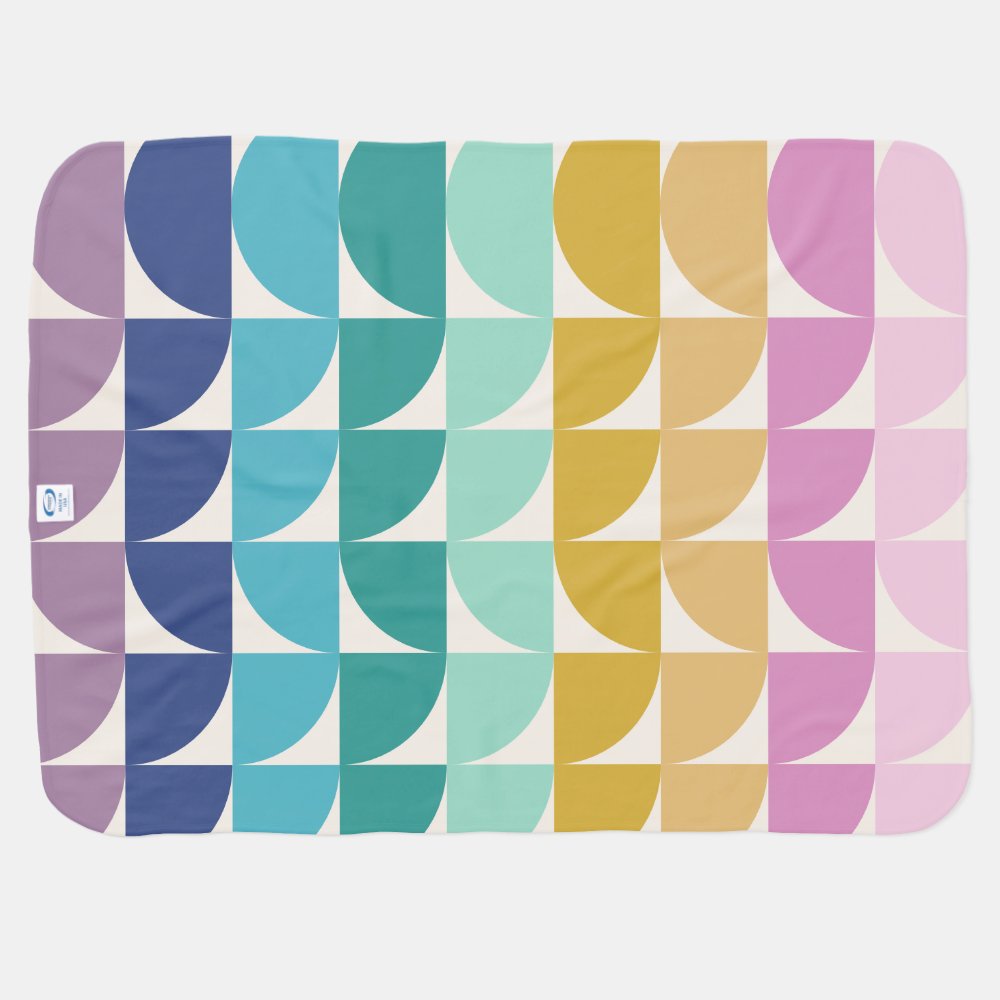 Cute Pastel Rainbow Geometric Shapes Personalized Baby Blanket