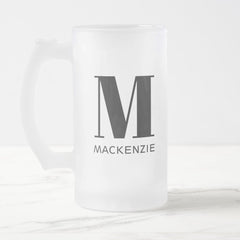 Monogram Name Simple Personalized Frosted Glass Beer Mug