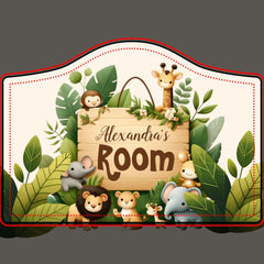 Personalized Cute Jungle Animals Kids  Door Sign