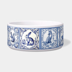 Blue and White Woodland Tiles Custom Pet Bowl