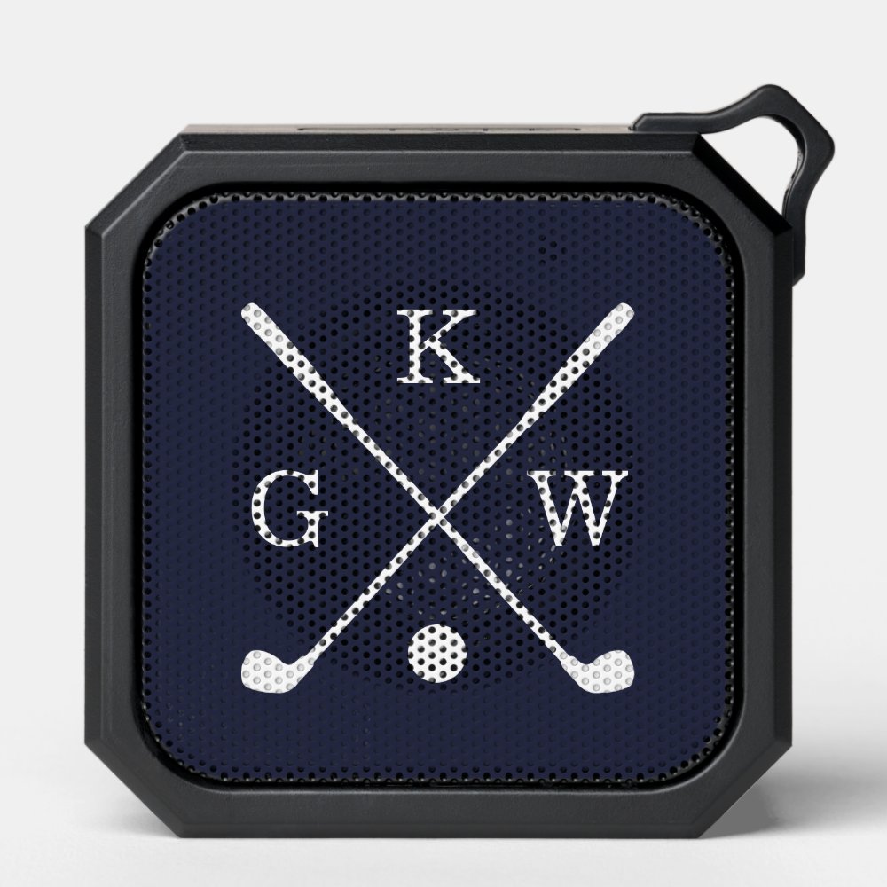 Navy Blue Golf Clubs Monogram Bluetooth Speaker