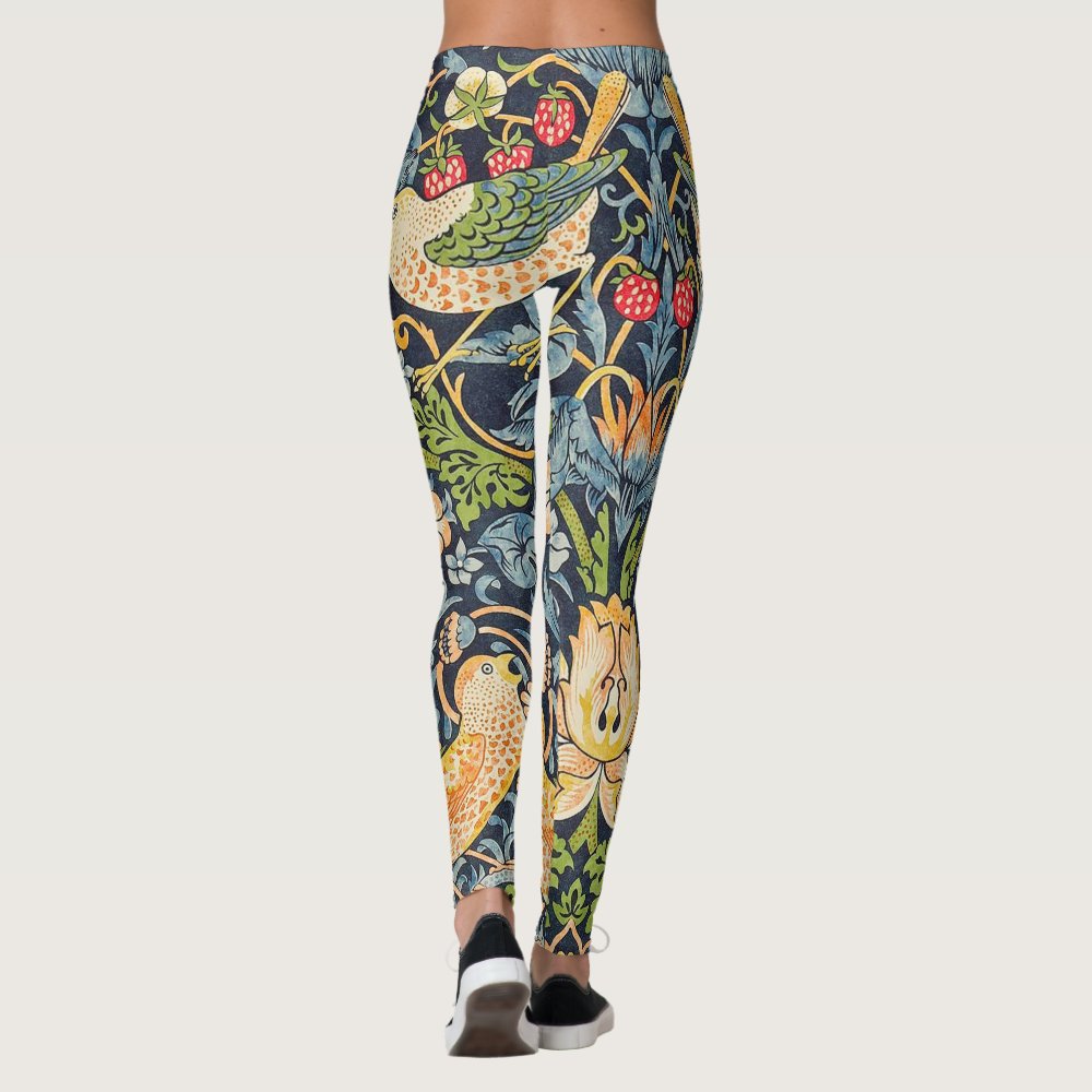 William Morris Strawberry Thief Floral Pattern Leggings