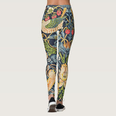 William Morris Strawberry Thief Floral Pattern Leggings