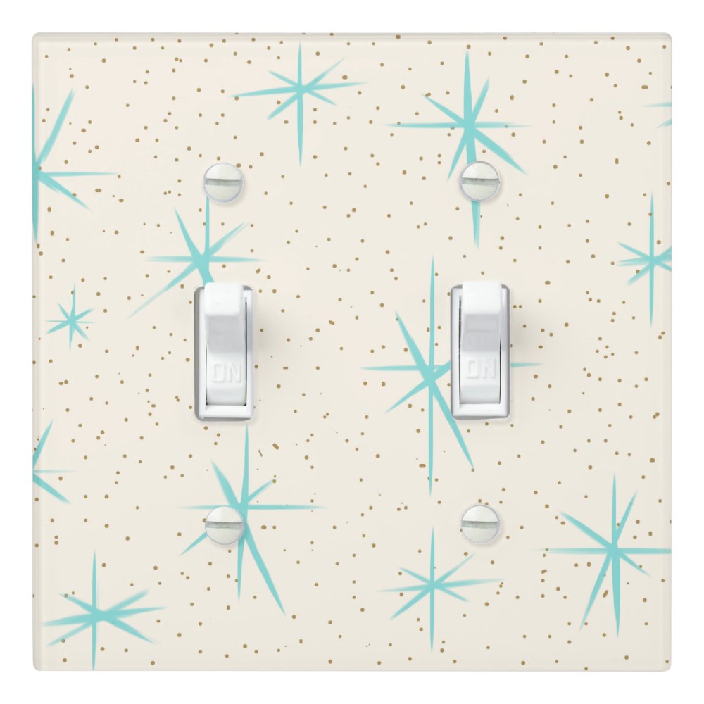 Space Age Turquoise Starbursts Light Switch Cover
