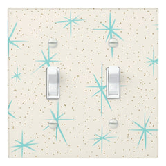 Space Age Turquoise Starbursts Light Switch Cover