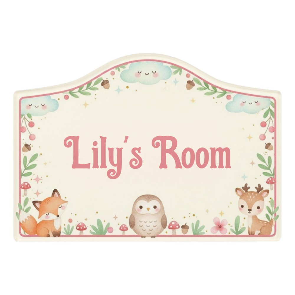 Woodland Animals Cute Girls Kids Bedroom Door Sign