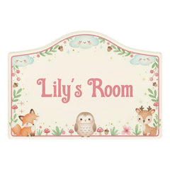 Woodland Animals Cute Girls Kids Bedroom Door Sign