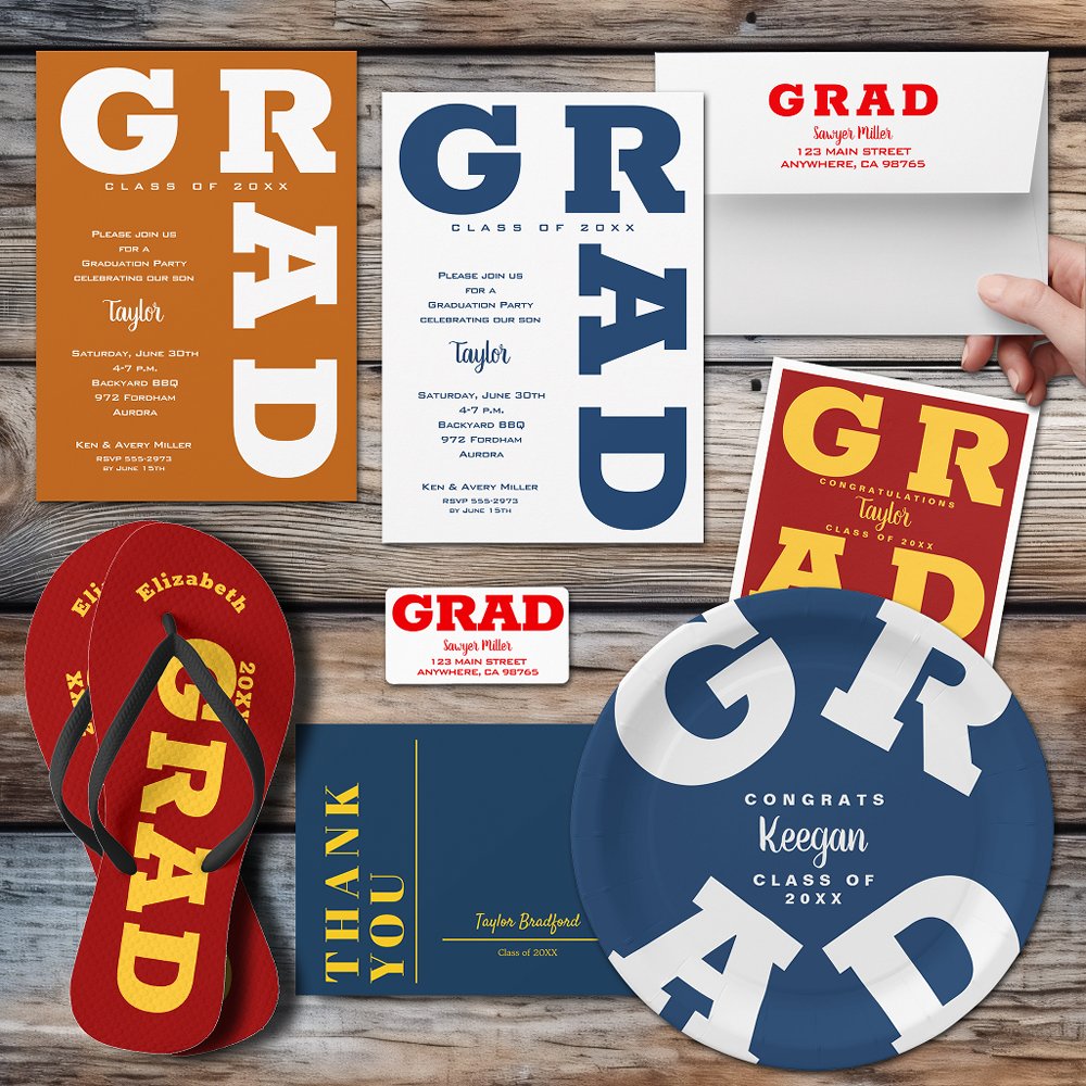 Gold on Cardinal Red Bold Graduation Paper Bowls