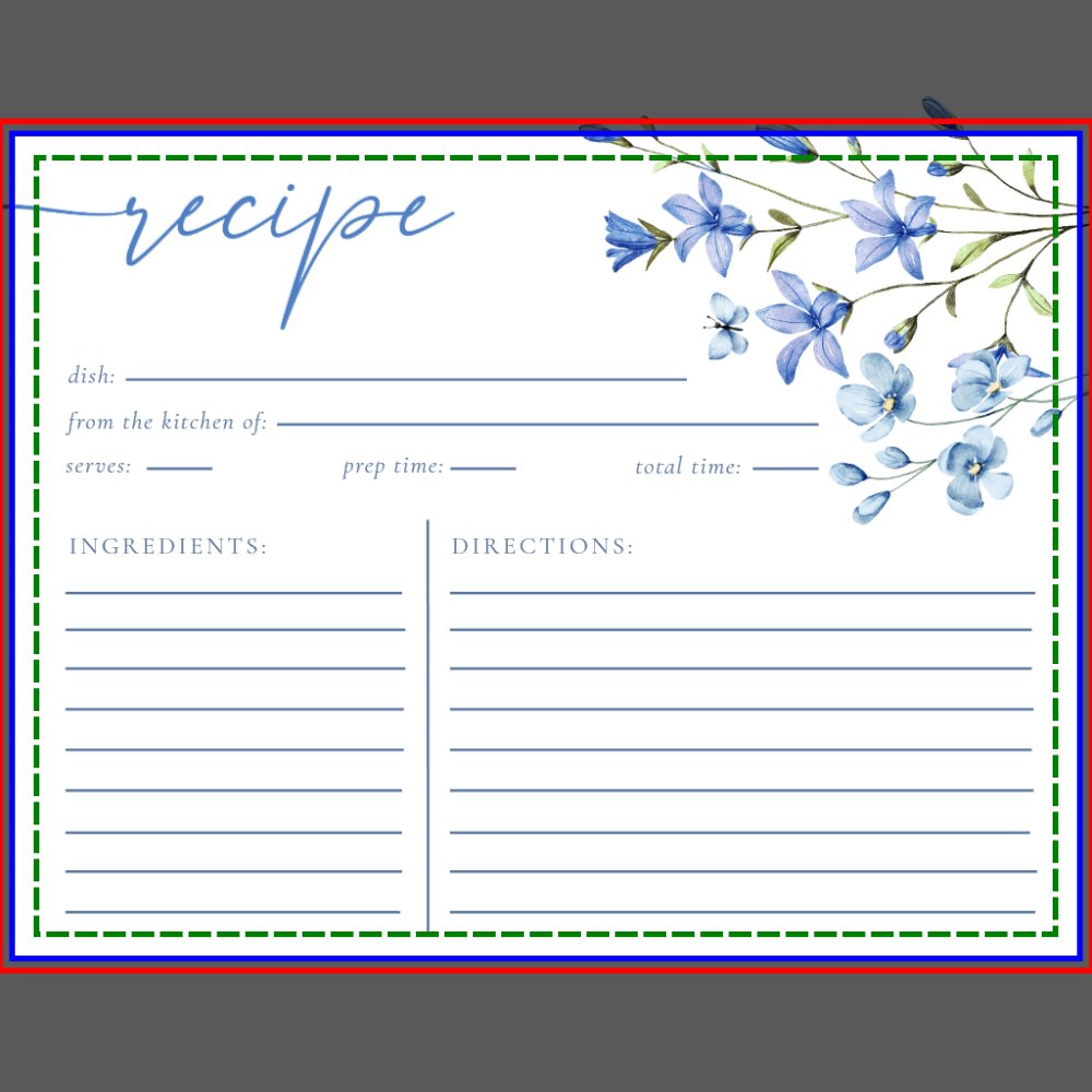 Elegant Dusty Blue Bridal Shower Recipe Card