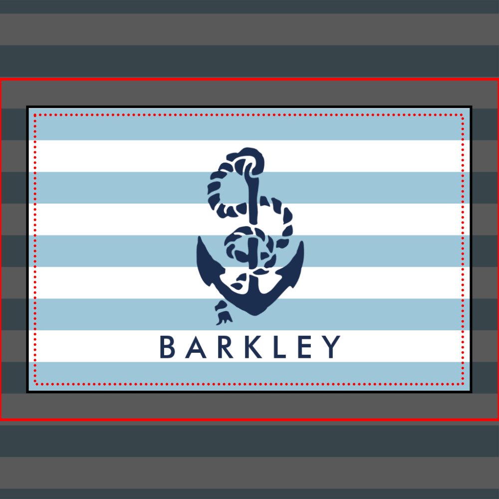 Nautical Blue Stripe Anchor Personalized Pet Bed