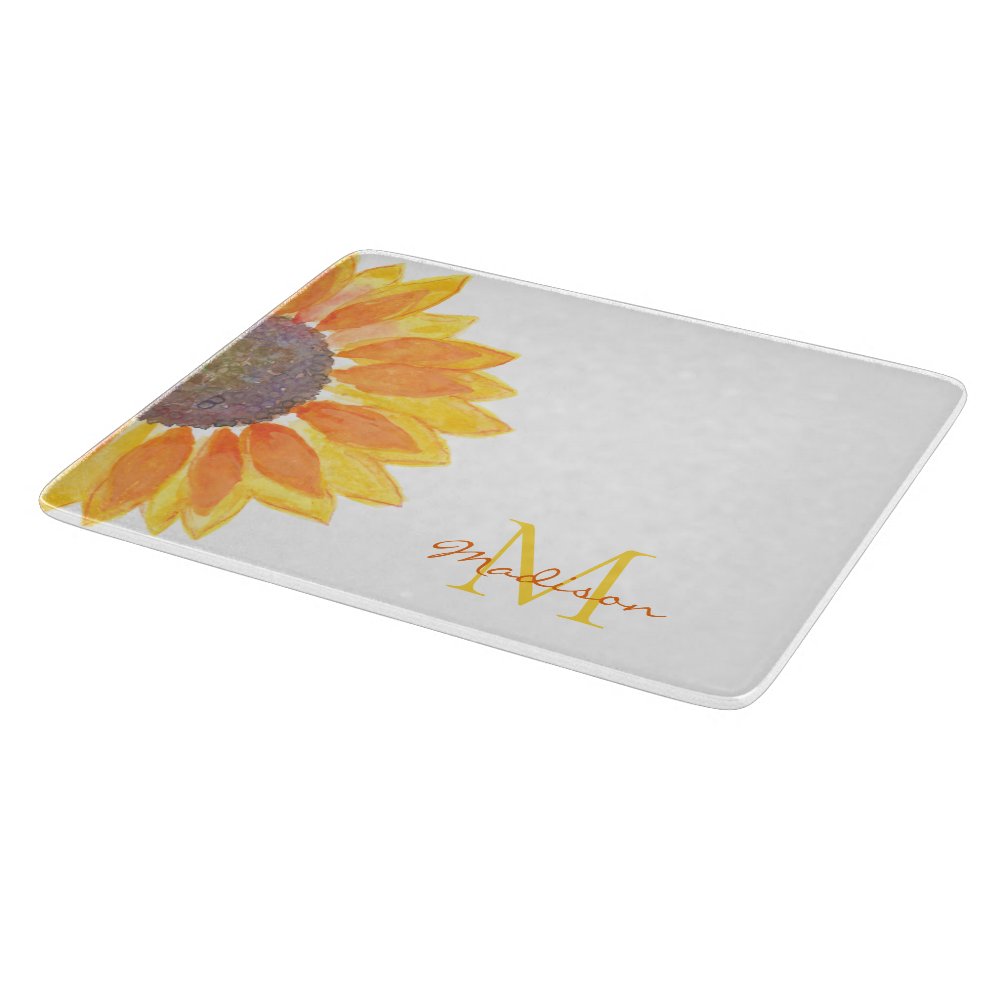 Sunflower Monogram Name Cutting Board