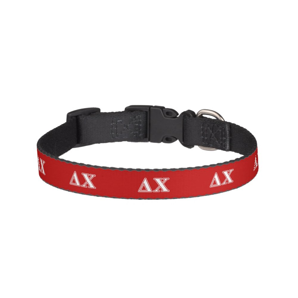 Delta Chi White and Red Letters Pet Collar