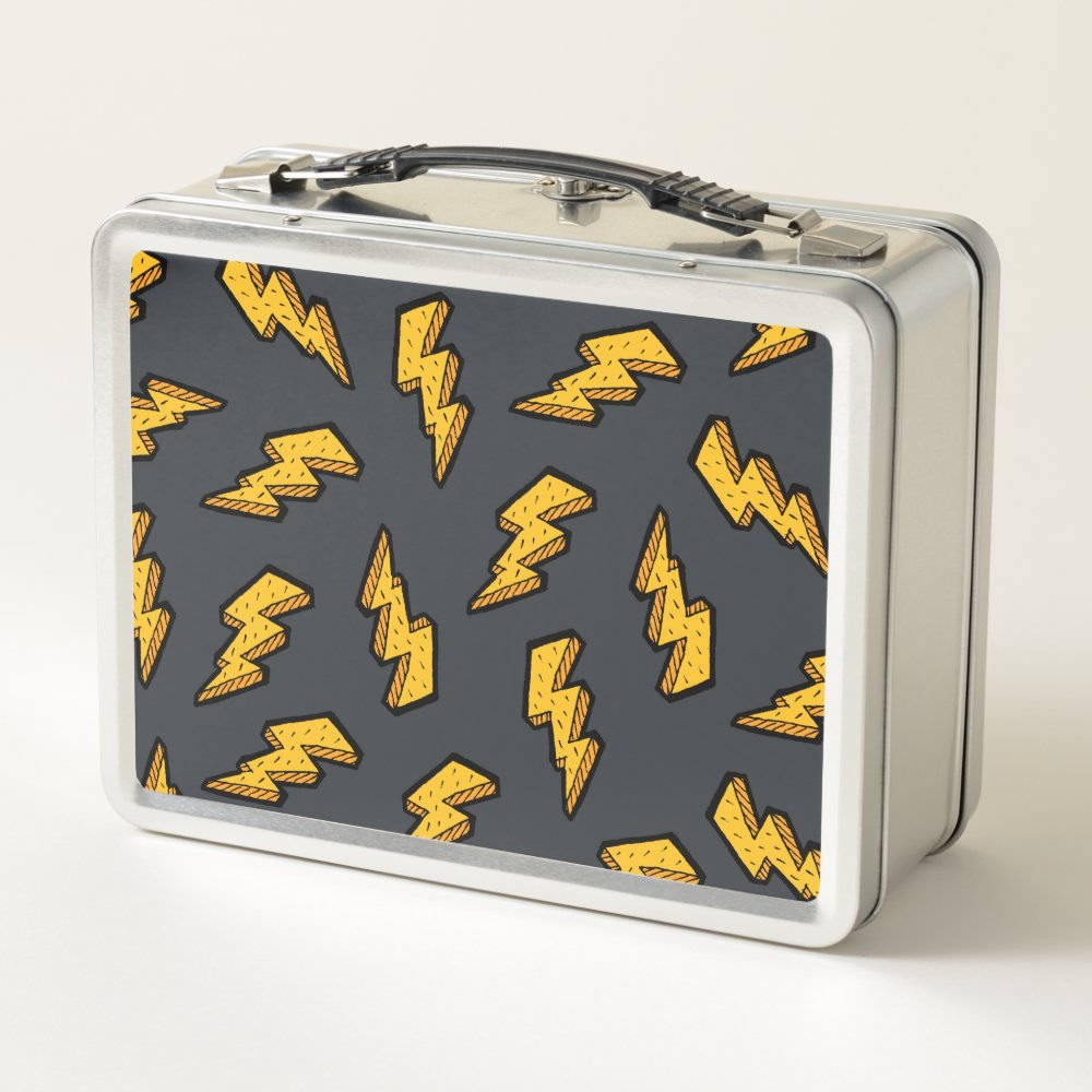 Lightning Bolt Pattern Fun and Pop Metal Lunch Box