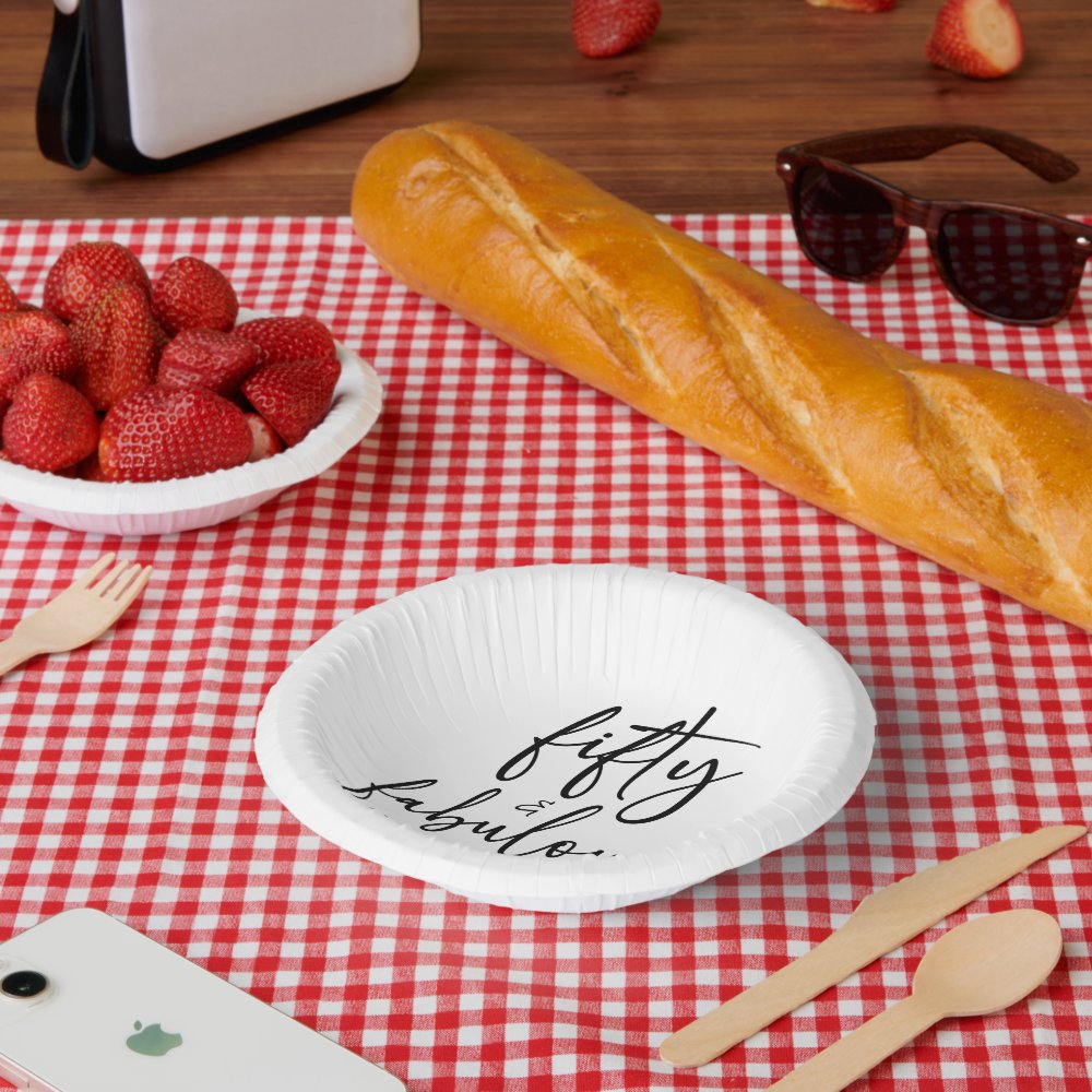 Fifty & Fabulous Minimal 50th Birthday Party Paper Bowls