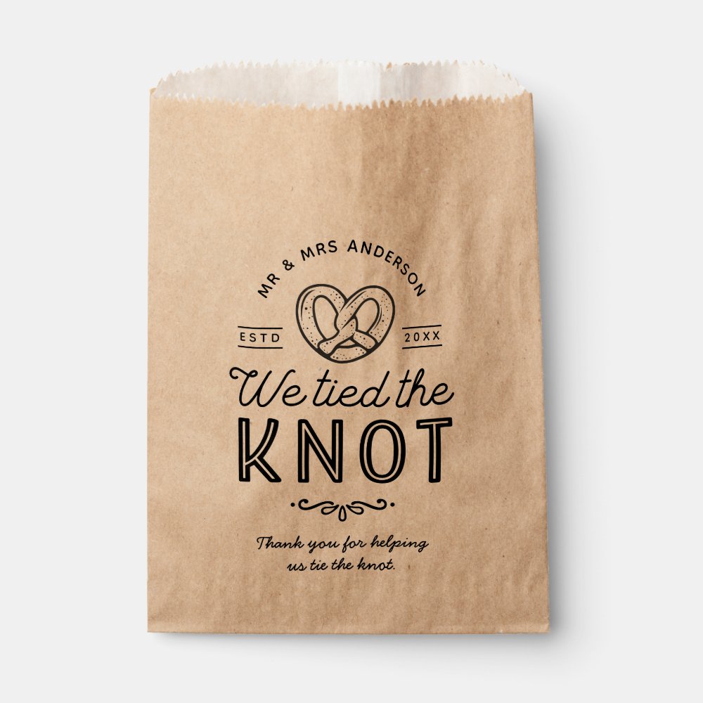 Pretzel We Tied The Knot Wedding Favor Bag