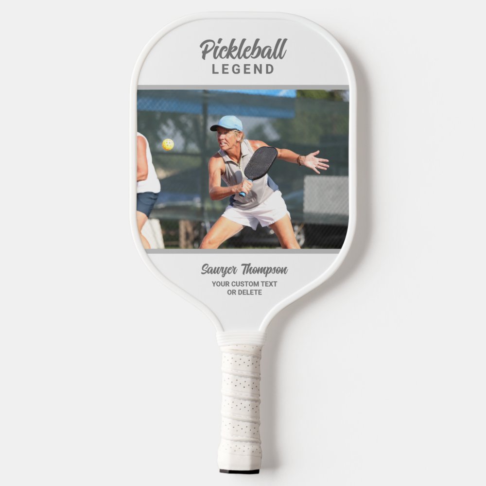 Fun Custom Text and Photo White Personalized Pickleball Paddle
