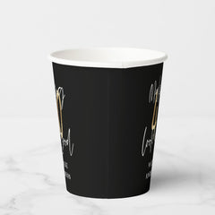 modern black and gold 40th birthday party  paper cups