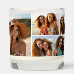 Custom Monogram with 5 Photos - Mod Herringbone Scented Candle