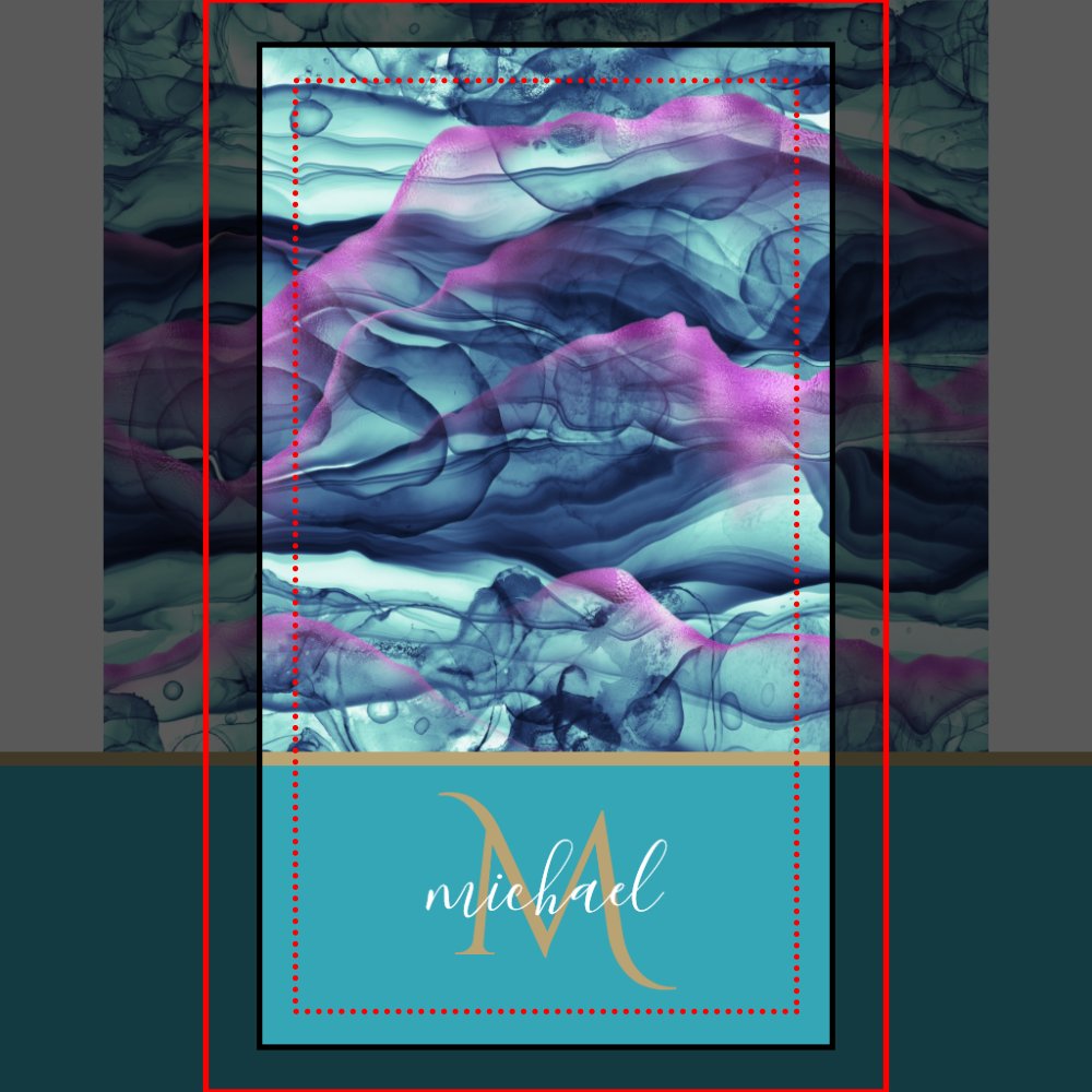 Turquoise Teal  Marble Agate & Monogram Bath Towel Set