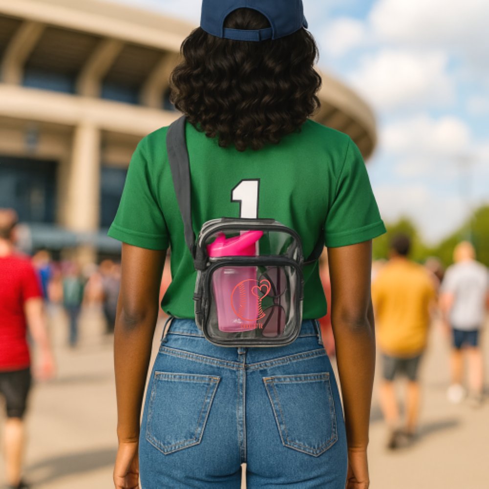 Personalized Baseball Heart Love Name Clear Crossbody Bag