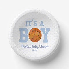 It's A Boy! Blue Basketball Baby Shower Paper Bowls