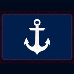 Navy Blue Anchor Bathroom Mat