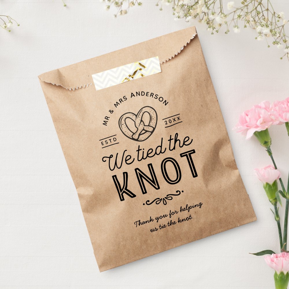 Pretzel We Tied The Knot Wedding Favor Bag