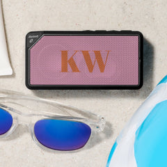 Modern Pink Orange Monogram Initials Personalized Bluetooth Speaker