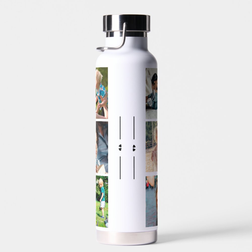 Photo collage monogram personalized modern water bottle