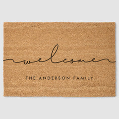Cute modern calligraphy Welcome Coir Fiber Doormat