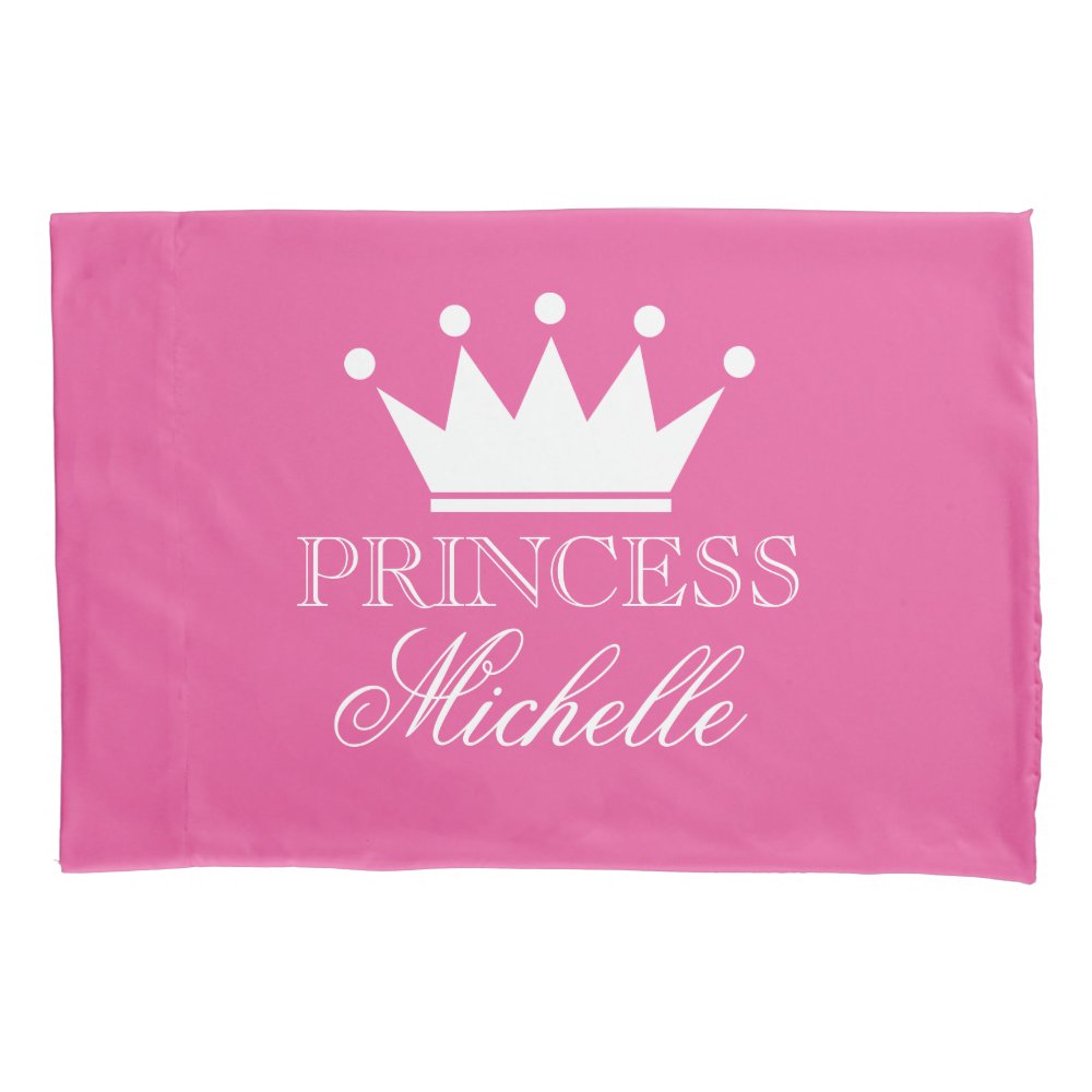 Personalized pink princess crown girls pillowcase