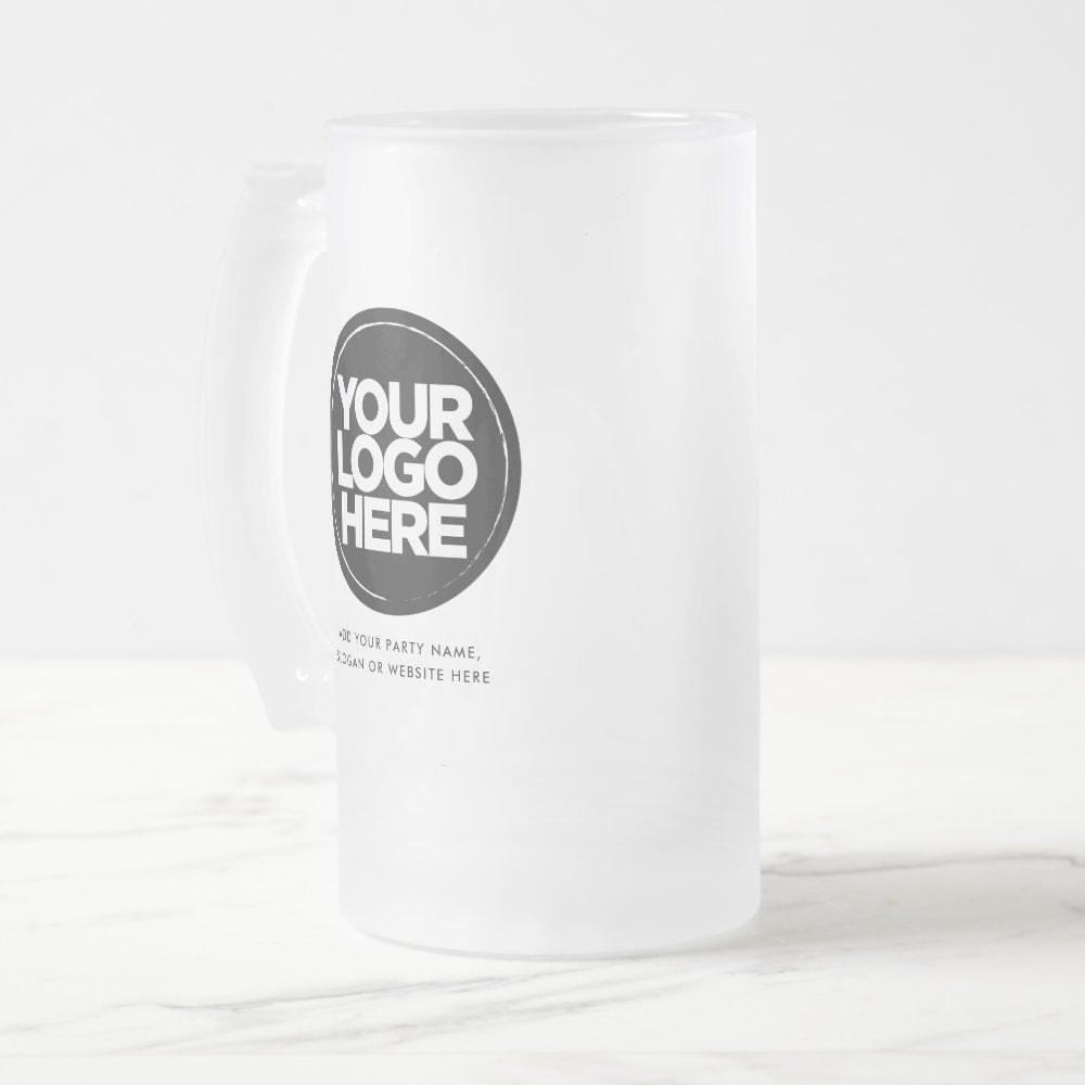 Logo and Text Frosted Glass Beer Mug