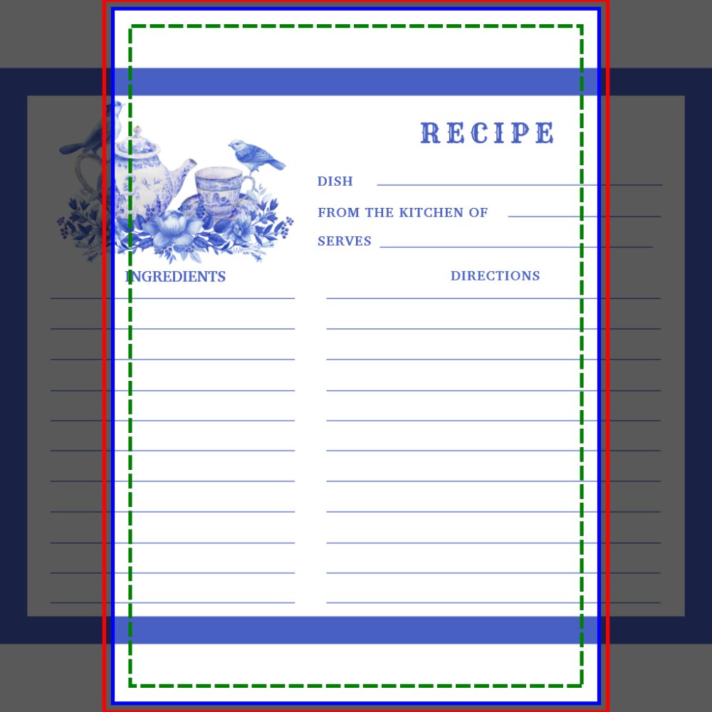 Blue and White Floral Tea Set Recipe Card