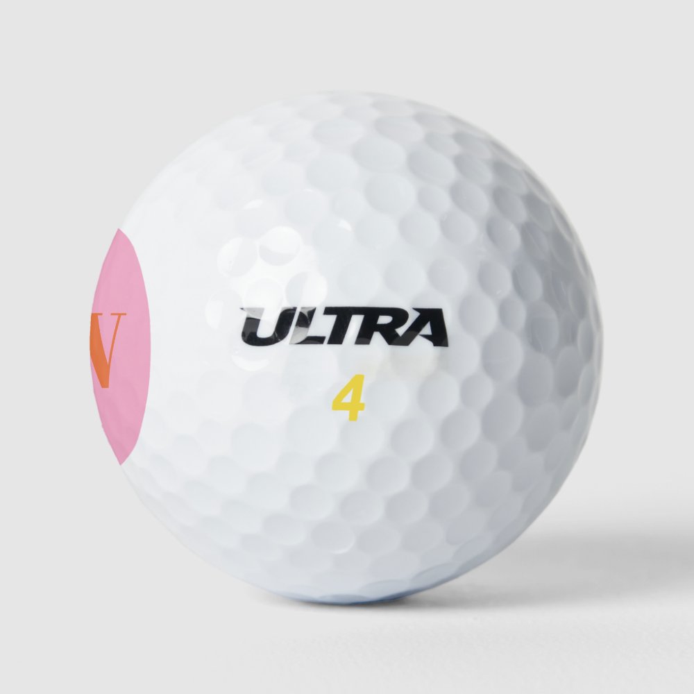 Modern Pink Orange Monogram Initials Personalized Golf Balls