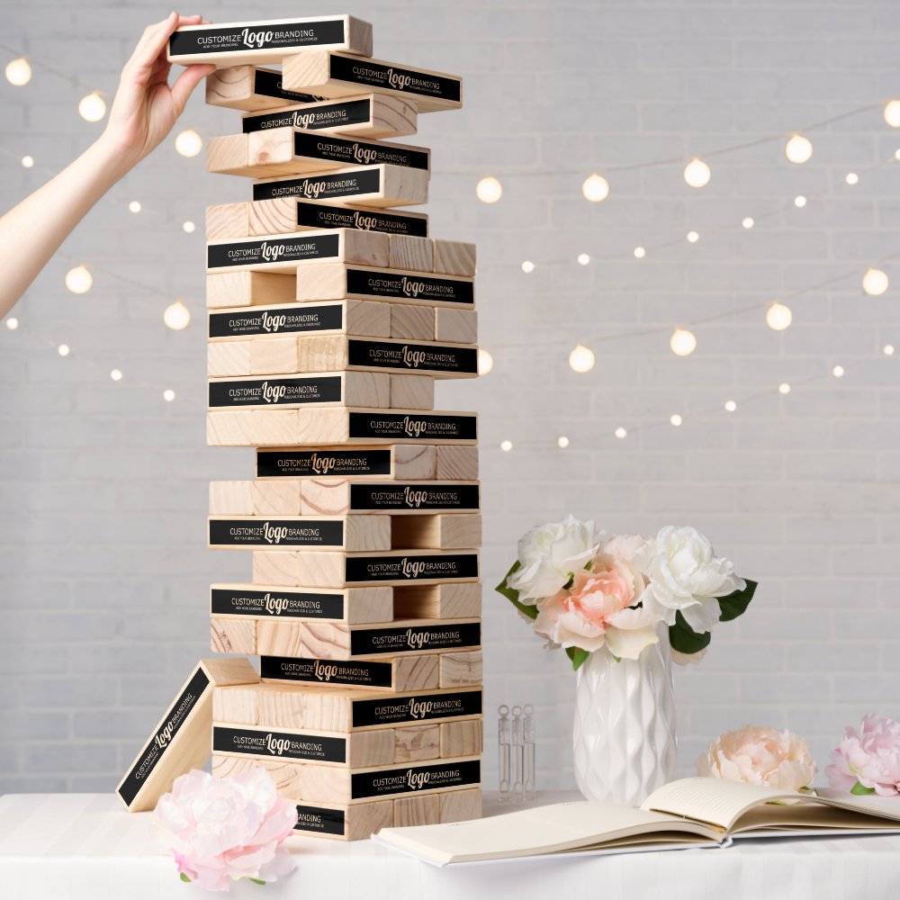 Company Party Game | Custom Logo Wooden Block  Topple Tower