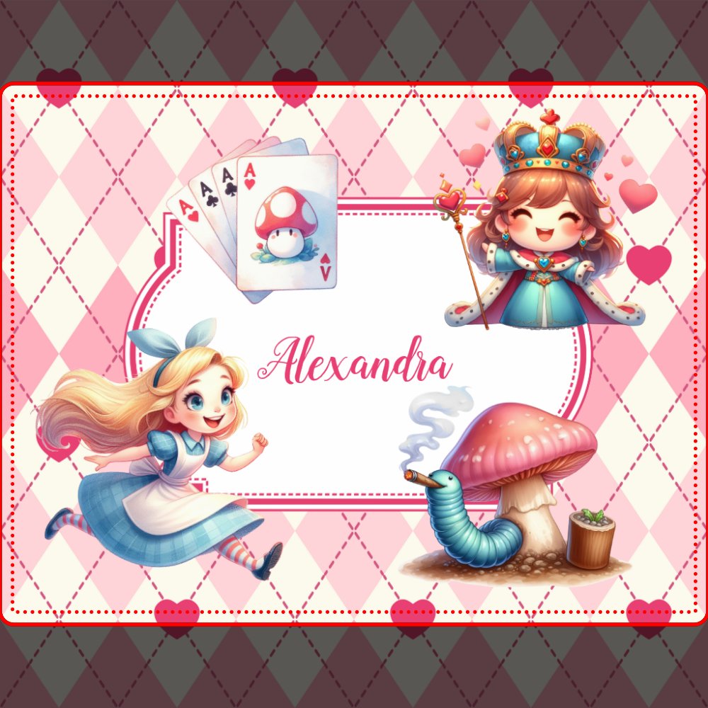 Cute Personalized Alice in Wonderland Metal Lunch Box