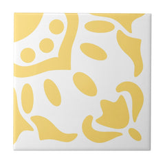Azulejo Portuguese Mediterranean Yellow White 4 Ceramic Tile