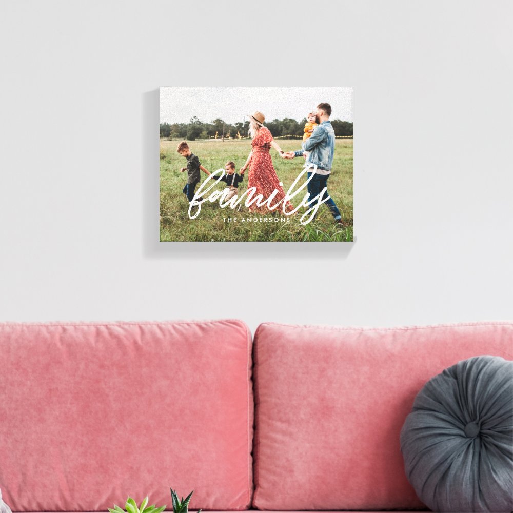 Family Modern typography overlay photo Canvas Print