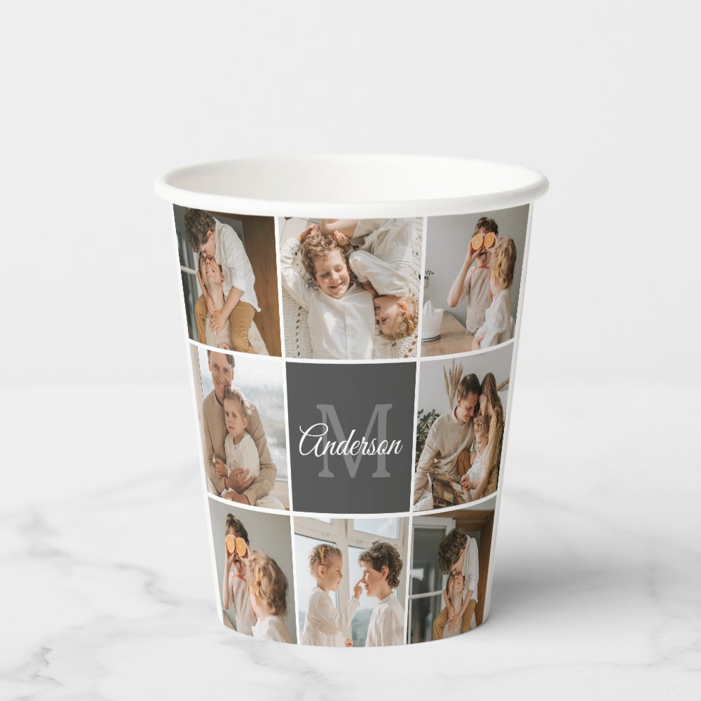 Modern Family Collage Photo & Personalized Gift Paper Cups
