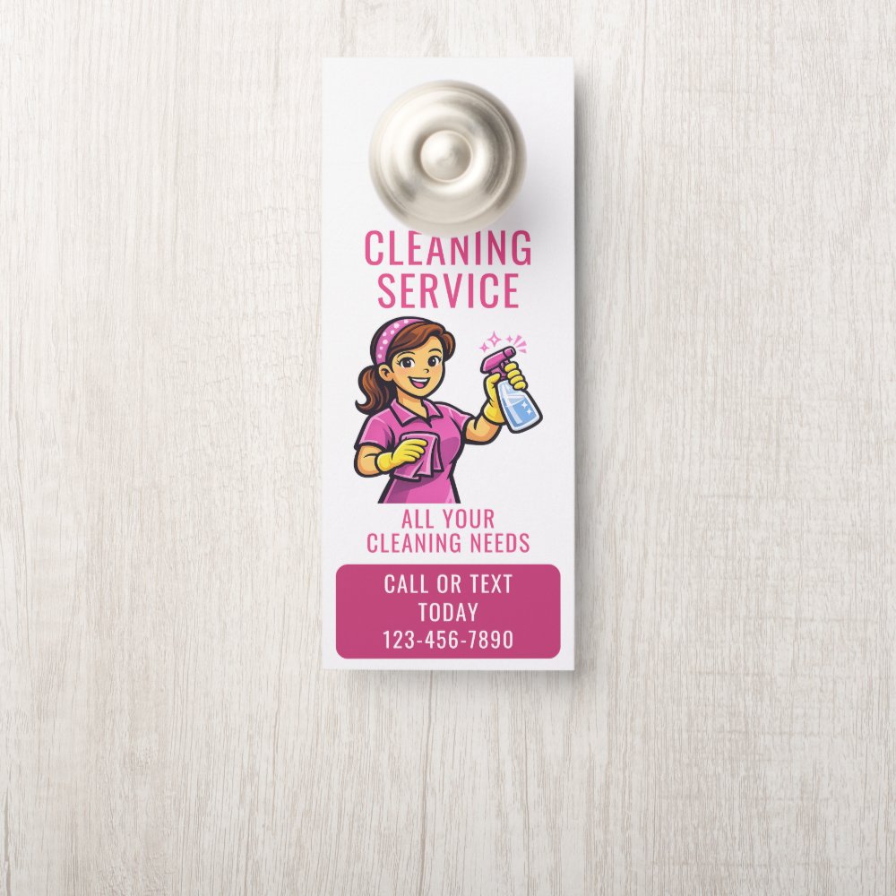 Maid House Cleaning Service Door Hanger