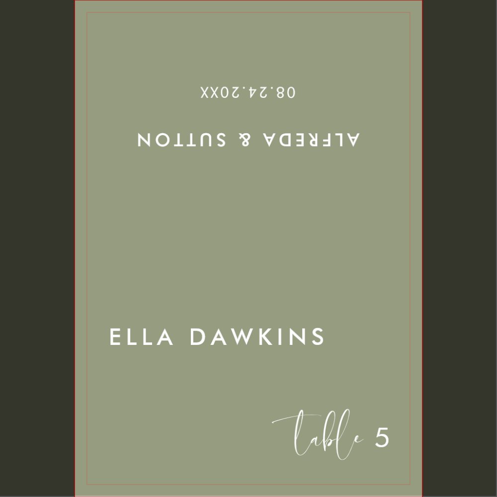 Elegant modern sage green wedding guest place card