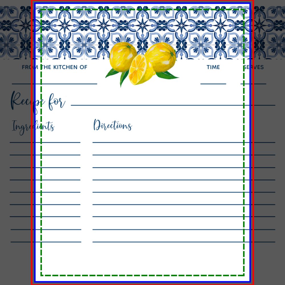 Lemon Italian Blue Tile Bridal Shower Recipe Card