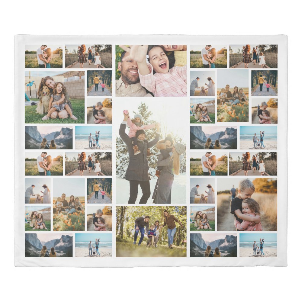 Personalized 35 Photo Collage Duvet Cover